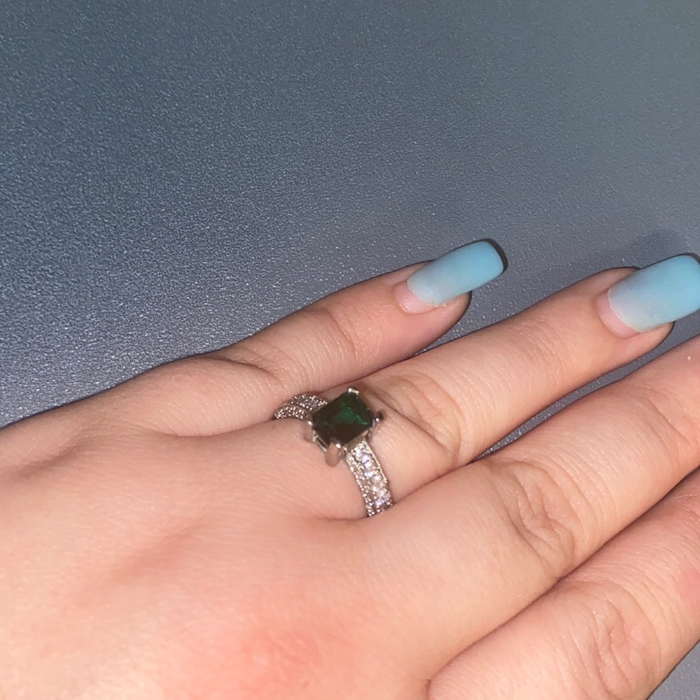 Green and sliver ring